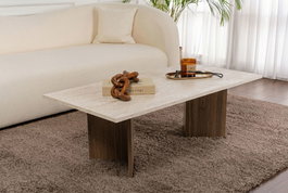 Nordure Sabin Mesa de Café Travertino y Nogal de Venezia